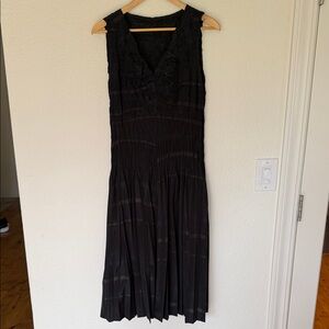 Babette crepe pleated Elegant Black Sleeveless Dress large